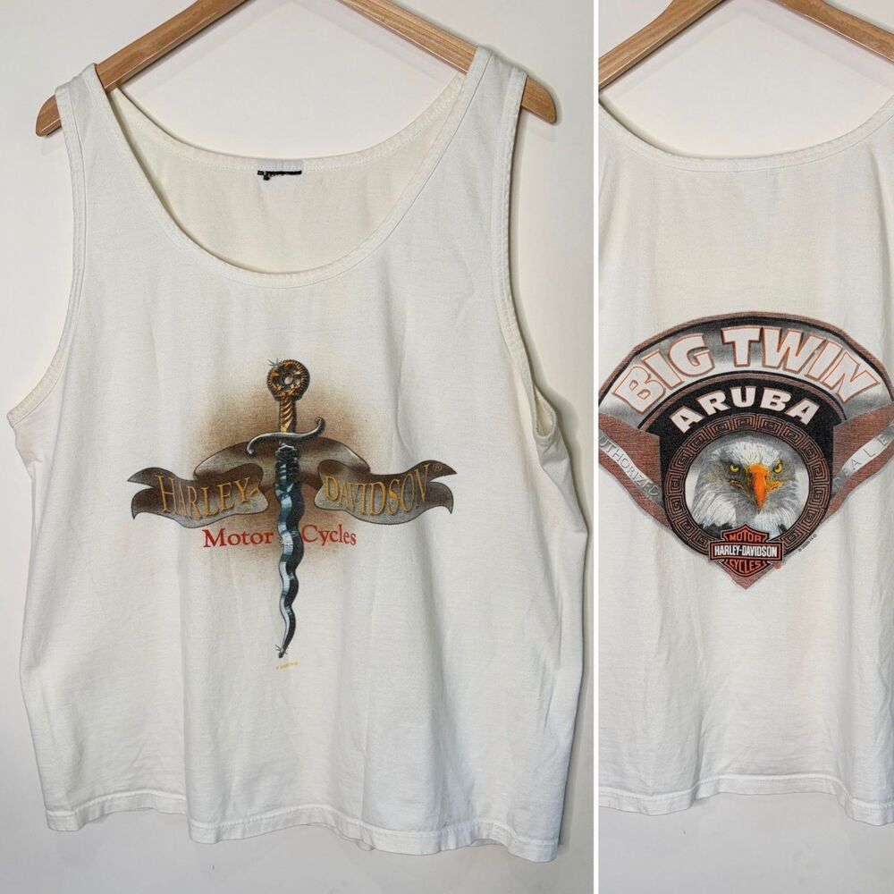 Harley Davidson Big Twin Aruba Tank Top 2008 Eagle Sord Distressed Worn Men XL